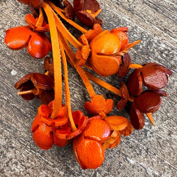 Leather Flower Purse Charm Genuine Leather Bag Charm NEW FAST SHIP - Picture 5 of 6